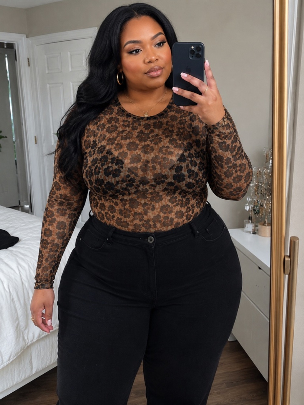 Brown leopard print top